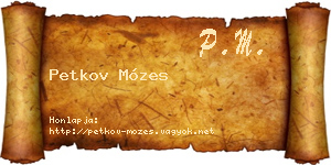 Petkov Mózes névjegykártya
